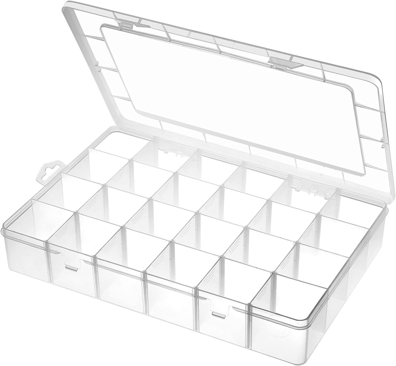Large 24-Grid Plastic Organizer Box with Adjustable Dividers – Clear Storage for Jewelry, Beads, Washi Tapes, DIY Crafts, and Small Parts